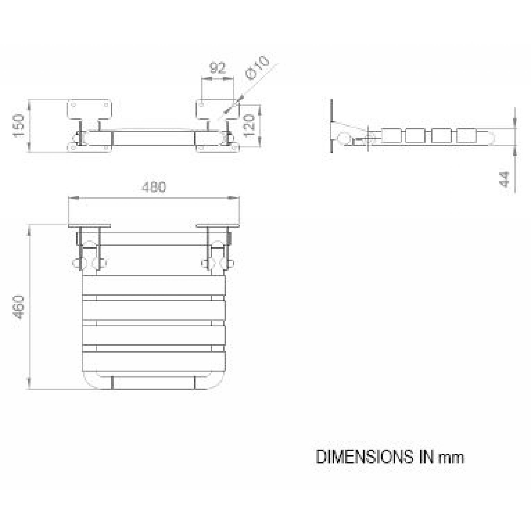 Folding shower seat with wall fixing bracket