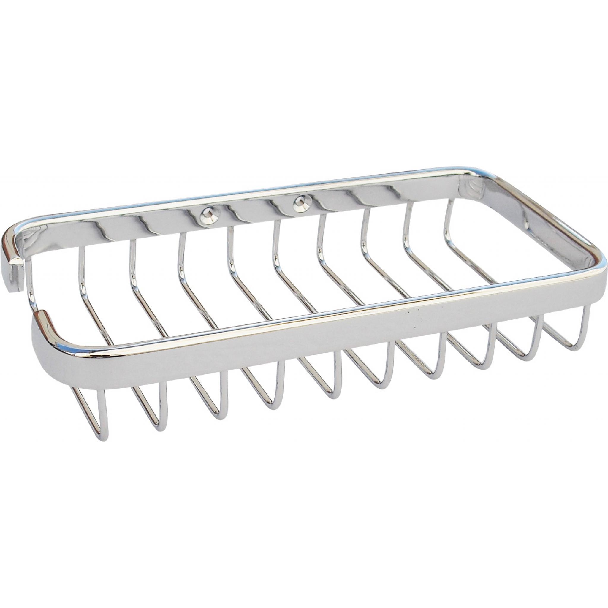 Rectanular soap basket in chrome plated brass