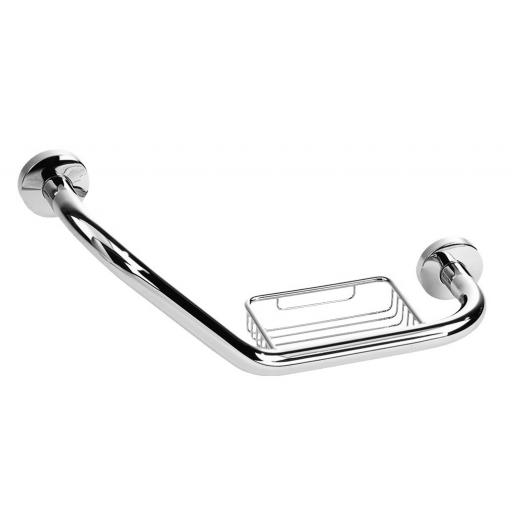 CLASSIC series angled grab rail with soap basket