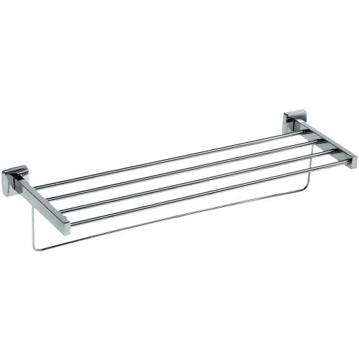 CLASSIC series towel rack & shelf with hanging bar, 600mm, polished