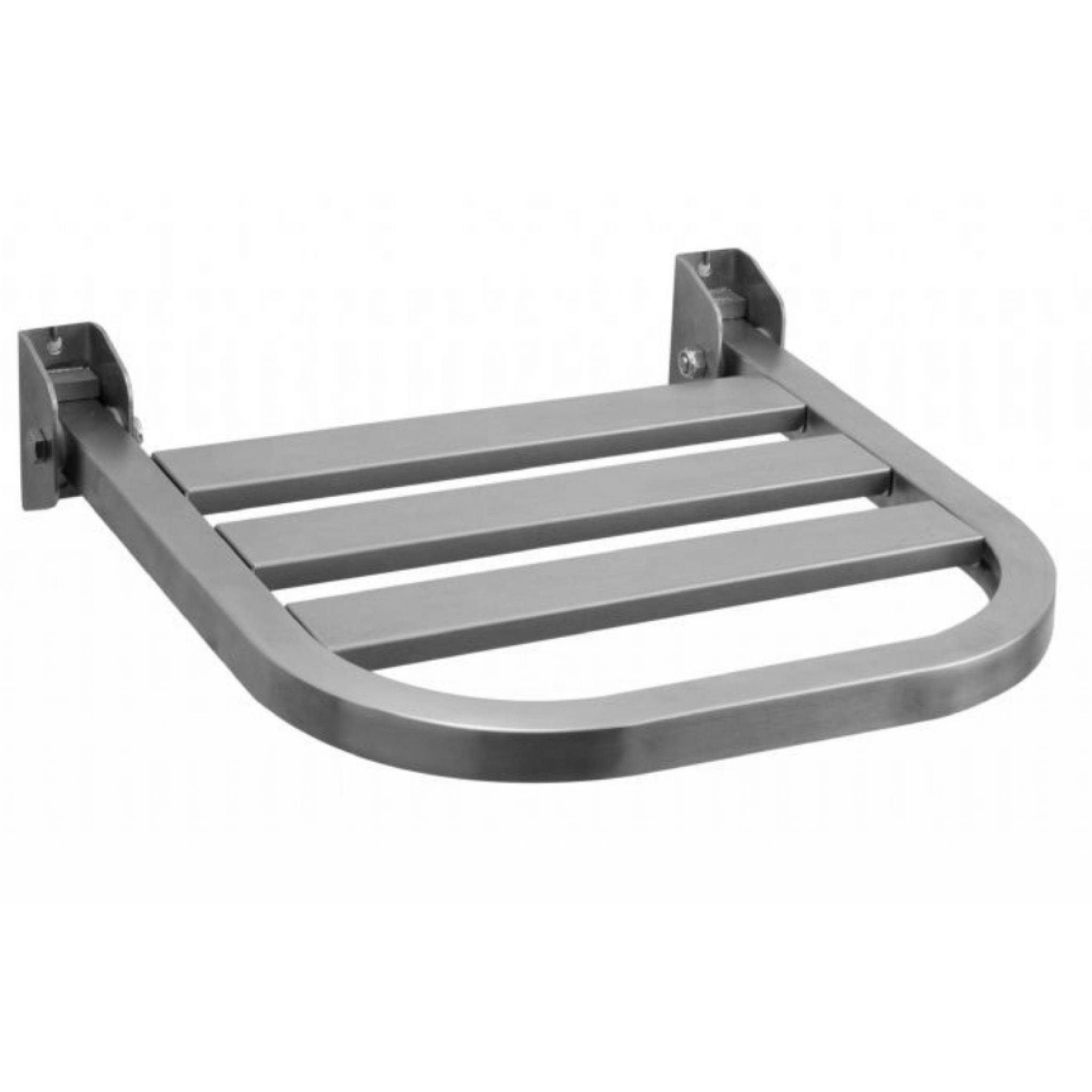 Folding shower seat in stainless steel with a satin matt finish