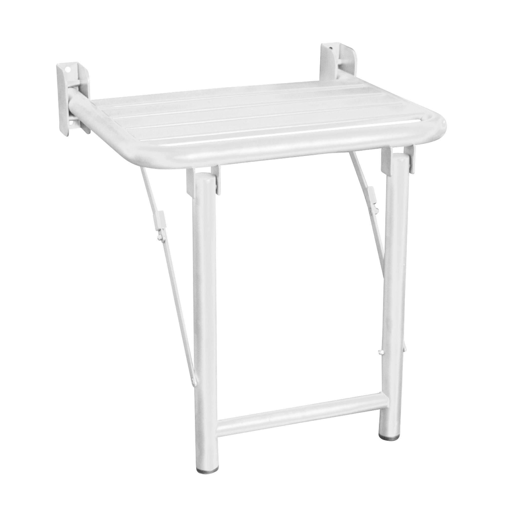 Folding Shower Seat With Legs In Stainless Steel And A White Painted Finish   08d552611a31fe440d064ef674e66c1b 