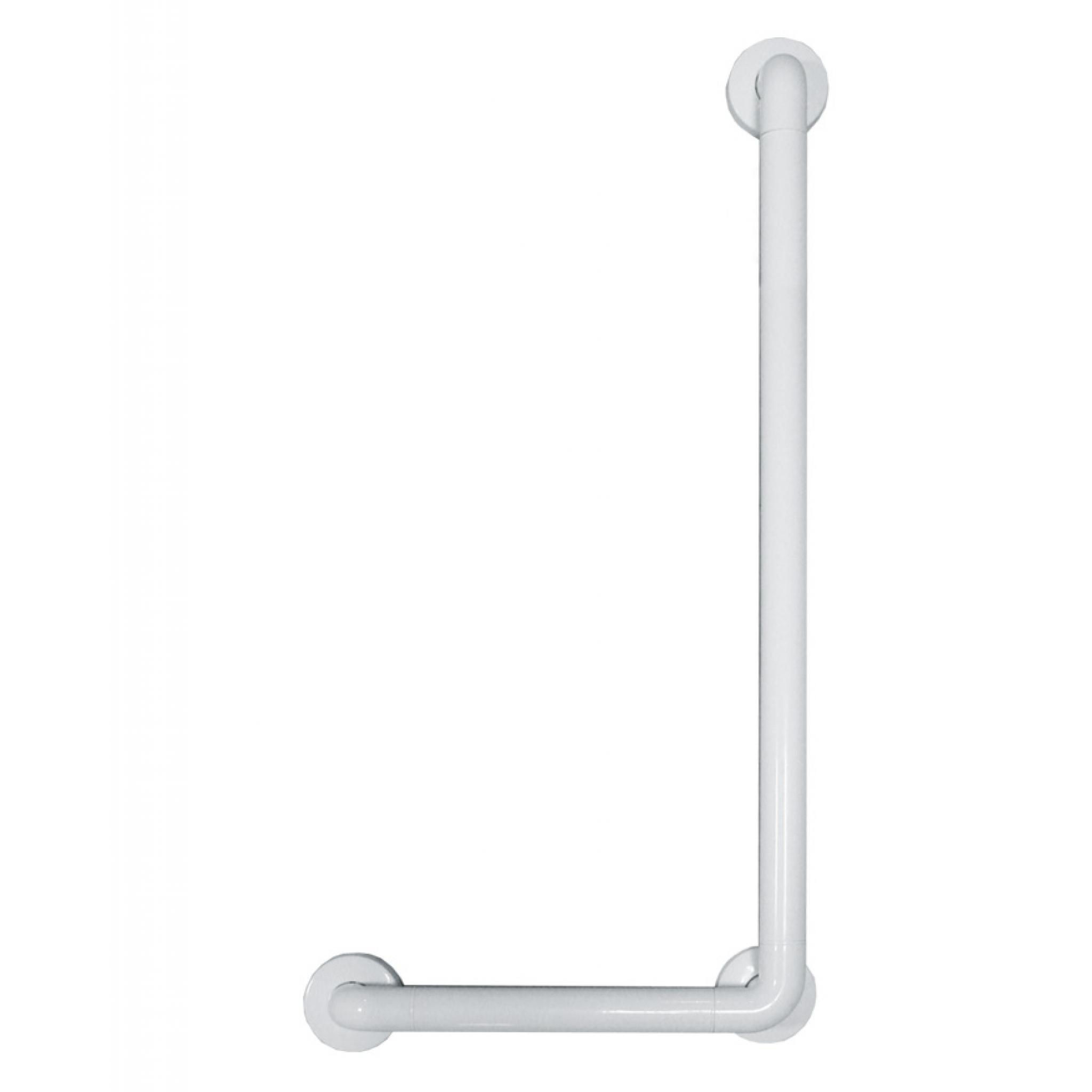 Aluminium angled grab rail white nylon coating right side 700x400mm