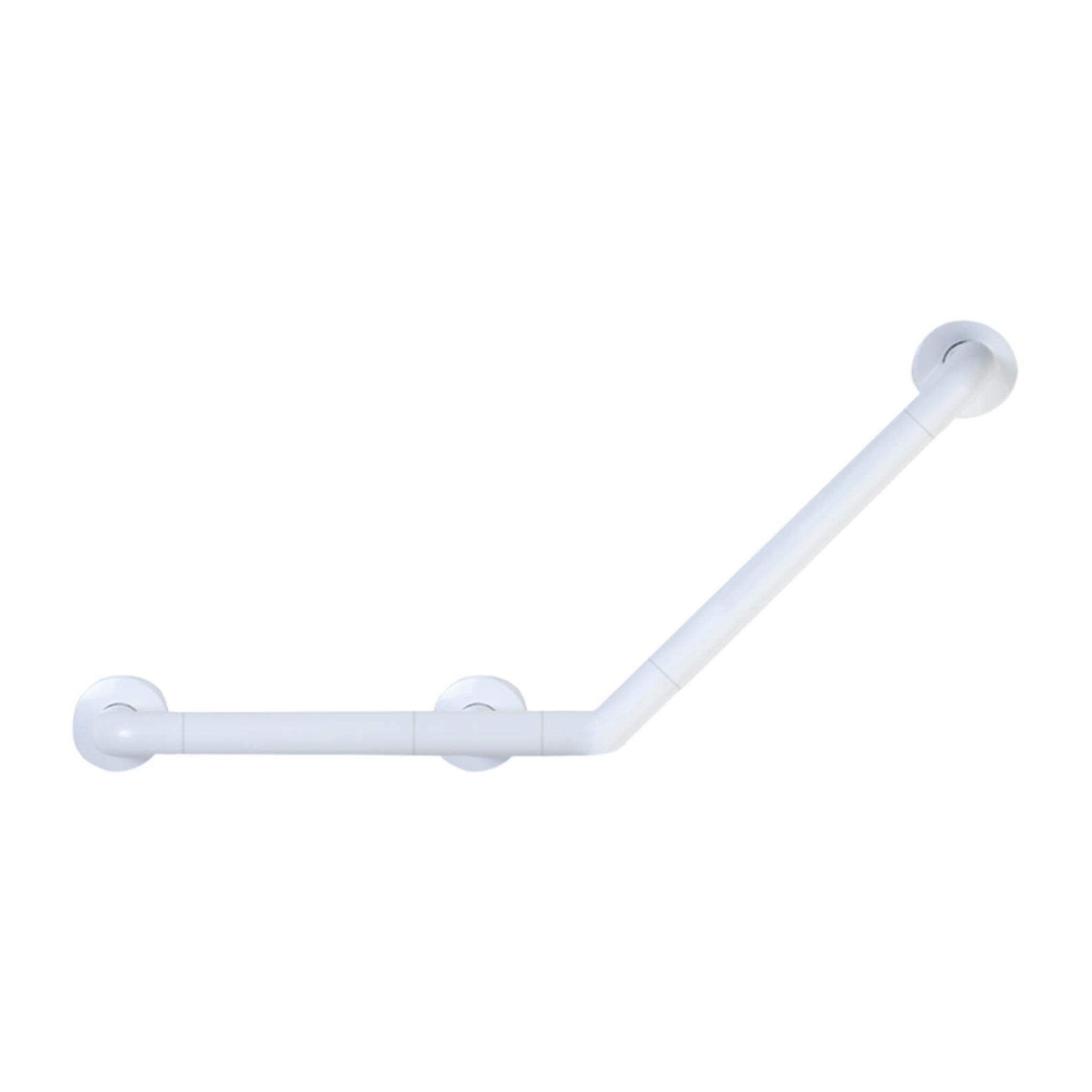 Aluminium angled grab rail white nylon coating