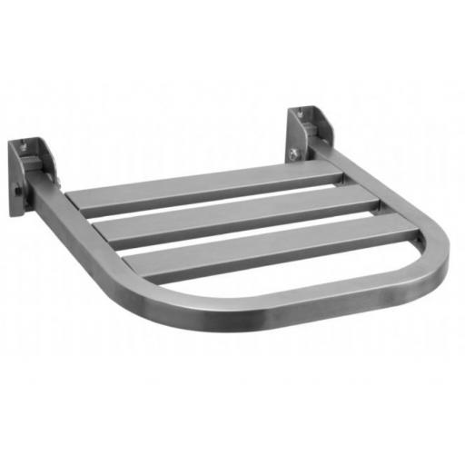 Folding shower seat in stainless steel with a satin matt finish