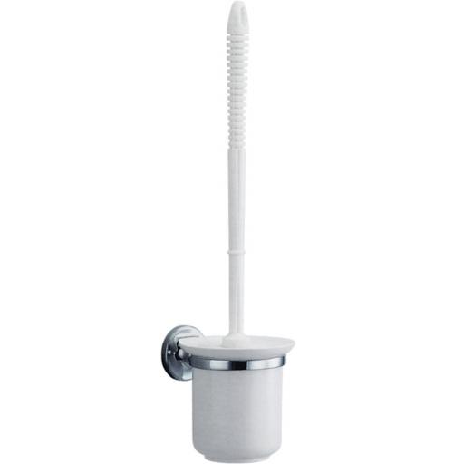 HOTEL series toilet brush with white ceramic holder and wall support