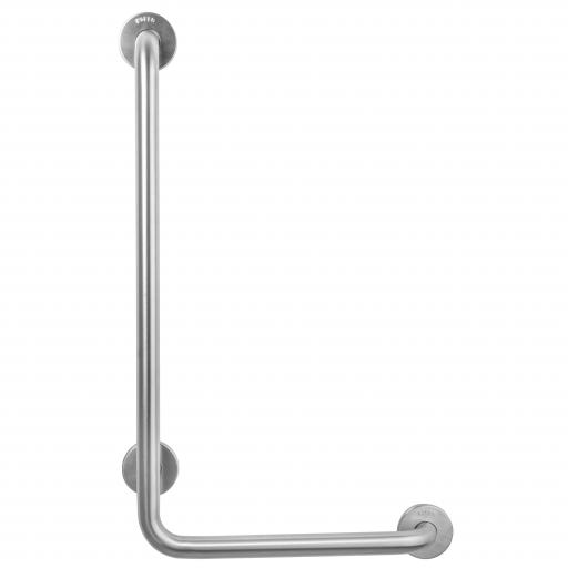 Angled grab rail left side 700x400mm painted white stainless steel