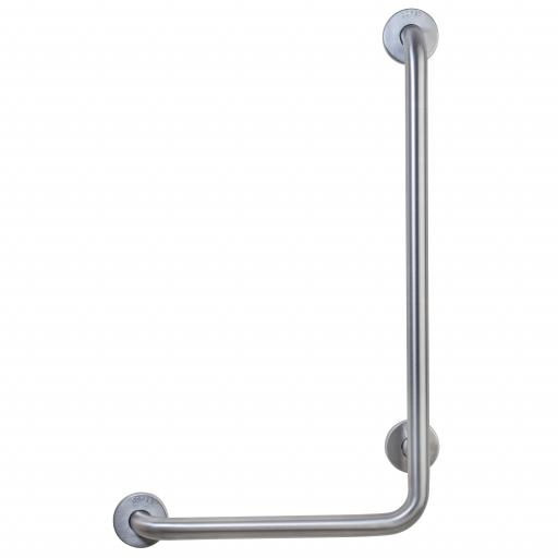 Angled grab rail right side in painted white stainless steel 400x700mm