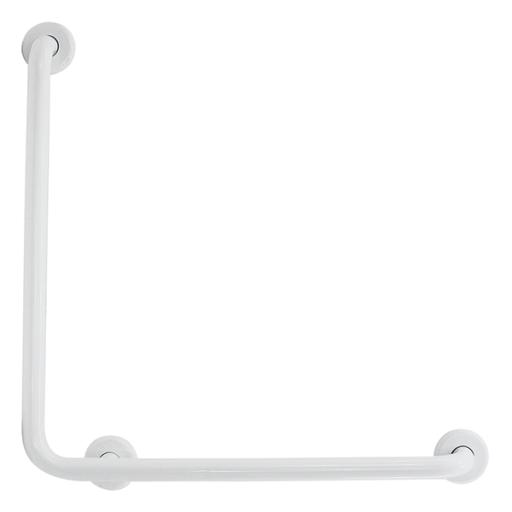 Angled grab rail in painted white stainless steel 600x600mm