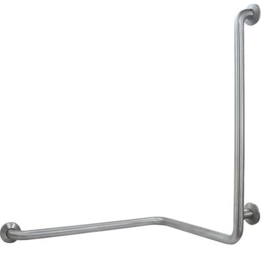 Grab rail double angled 90deg with 3 anchor points. Stainless steel satin matte finish